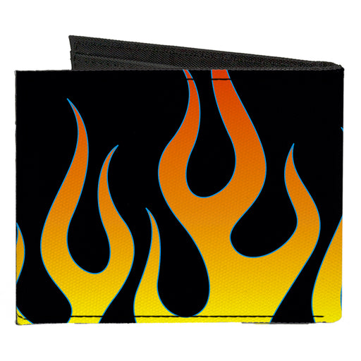 Canvas Bi-Fold Wallet - Flames Black Yellow Orange Canvas Bi-Fold Wallets Buckle-Down   