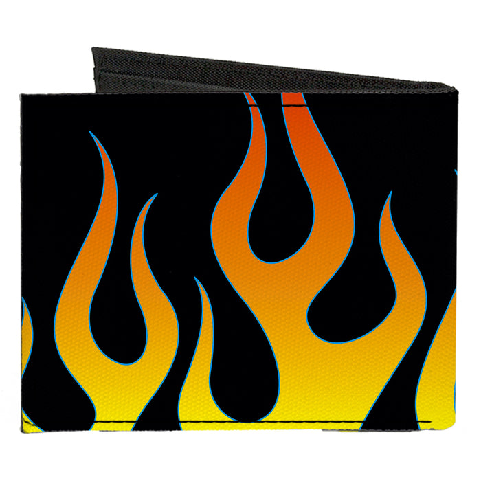 Canvas Bi-Fold Wallet - Flames Black Yellow Orange Canvas Bi-Fold Wallets Buckle-Down   