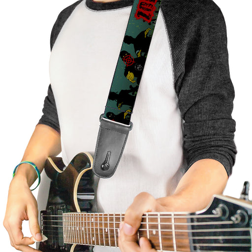 Guitar Strap - ZOMBIE KILLER Zombie March Green Red Black Guitar Straps Buckle-Down   