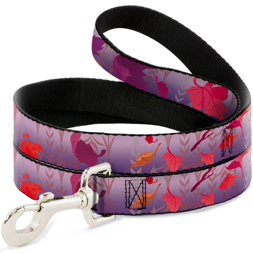 Dog Leash - Frozen II Swirling Leaves/Floral Trim Purples/Reds Dog Leashes Disney   