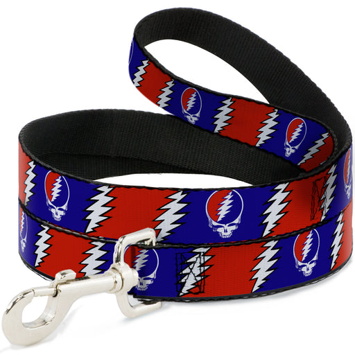 Dog Leash - Steal Your Face w/Lightning Bolt Repeat Red/White/Blue Dog Leashes Grateful Dead   