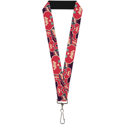 Lanyard - 1.0" - Angry Bunnies CLOSE-UP Purple Red Blue Lanyards Buckle-Down   