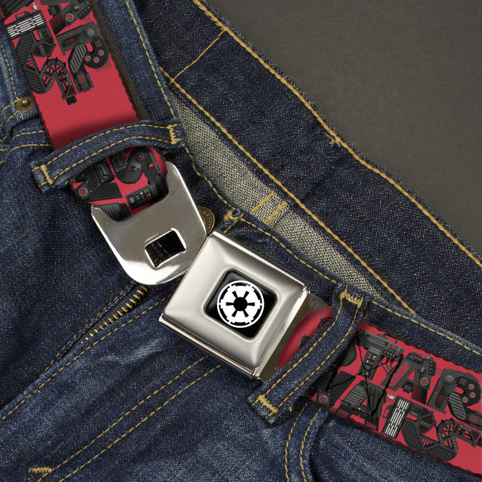 Star Wars Galactic Empire Insignia Full Color Black/White Seatbelt Belt - Galactic Empire STAR WARS Logo Reds/Black/Grays Webbing Seatbelt Belts Star Wars   