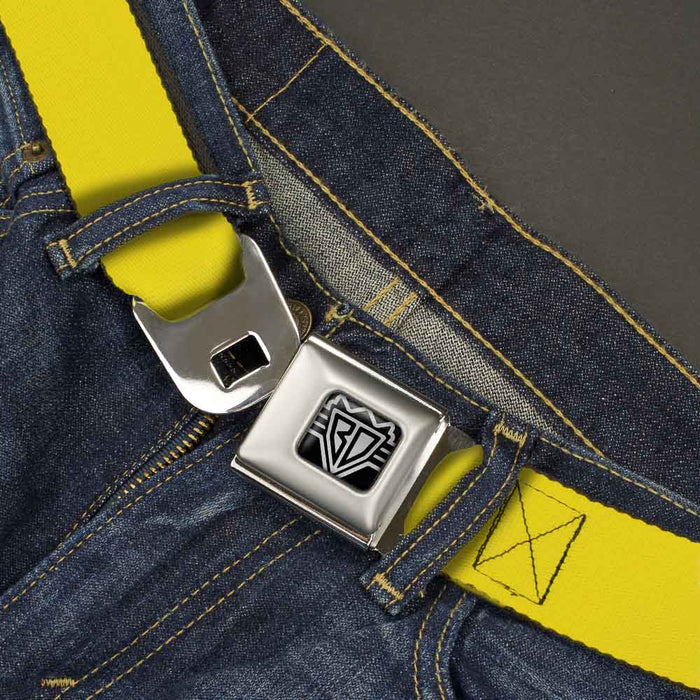 BD Wings Logo CLOSE-UP Full Color Black Silver Seatbelt Belt - Yellow Webbing Seatbelt Belts Buckle-Down   