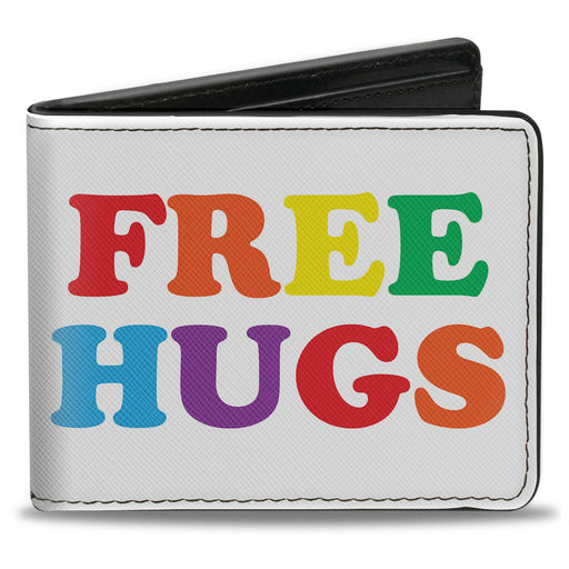 Bi-Fold Wallet - FREE HUGS White Multi Color Bi-Fold Wallets Buckle-Down   