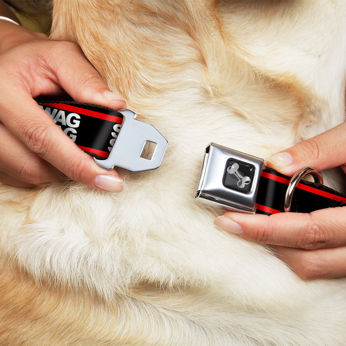 Dog Bone Seatbelt Buckle Collar - Double SWAG Black/White/Red Stripe Seatbelt Buckle Collars Buckle-Down   
