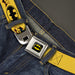 Batman Full Color Black Yellow Seatbelt Belt - Vintage Batman Logo & Bat Signal-3 Yellow Webbing Seatbelt Belts DC Comics   