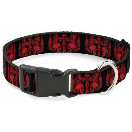 Plastic Clip Collar - BD Skulls w/Wings Black/Red Plastic Clip Collars Buckle-Down   