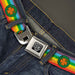 BD Wings Logo CLOSE-UP Full Color Black Silver Seatbelt Belt - St. Pat's Rainbow/Coins Webbing Seatbelt Belts Buckle-Down   