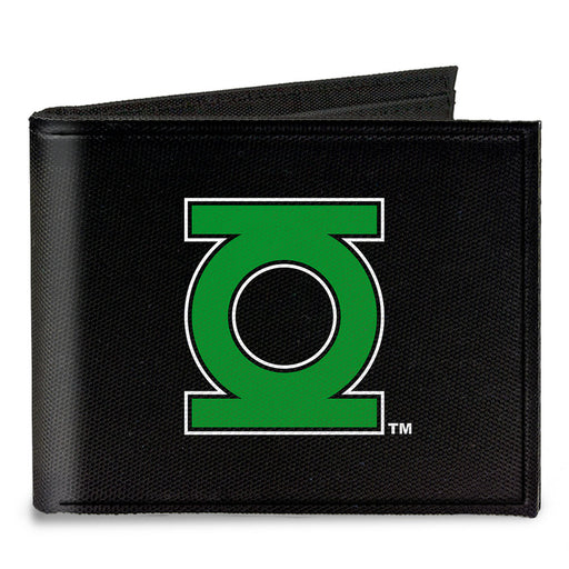 Canvas Bi-Fold Wallet - Green Lantern Logo CLOSE-UP Black Green Canvas Bi-Fold Wallets DC Comics   