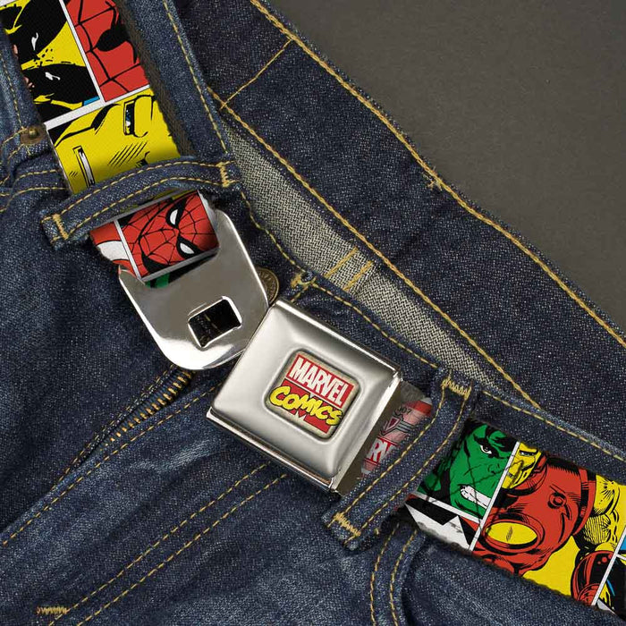 MARVEL COMICS Marvel Comics Logo Full Color Seatbelt Belt - Marvel Superhero Comic Blocks Webbing Seatbelt Belts Marvel Comics   