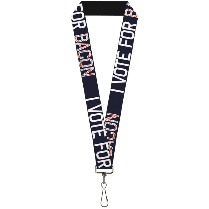 Lanyard - 1.0" - VOTE FOR BACON Black White Bacon Lanyards Buckle-Down   