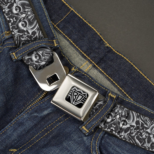 BD Wings Logo CLOSE-UP Full Color Black Silver Seatbelt Belt - Sleeve Skulls Black/Gray Webbing Seatbelt Belts Buckle-Down   