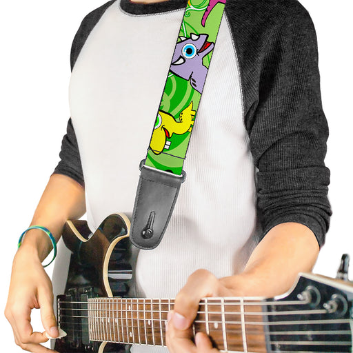 Guitar Strap - Cute Dinosaurs Yellow Green Guitar Straps Buckle-Down   