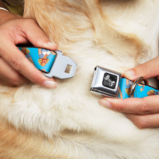 Dog Bone Seatbelt Buckle Collar - Blonde Pin Up Girl Bright Blue Seatbelt Buckle Collars Buckle-Down   