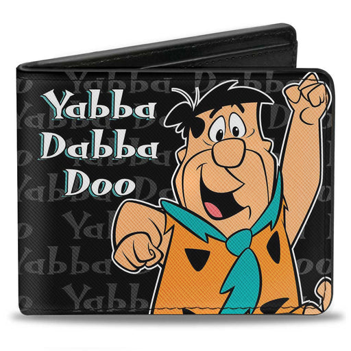 Bi-Fold Wallet - Fred YABBA DABBA DOO Pose2 Black Gray Bi-Fold Wallets The Flintstones   