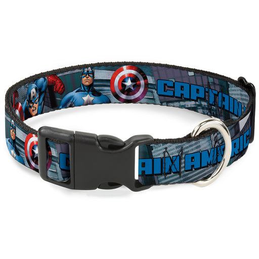 Plastic Clip Collar - CAPTAIN AMERICA w/Avengers Logo Cityscape Plastic Clip Collars Marvel Comics   