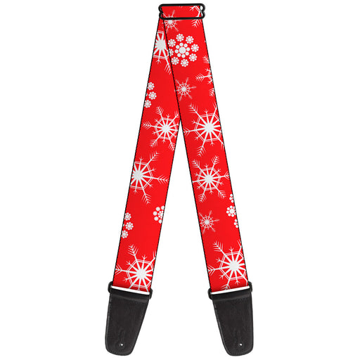 Guitar Strap - Snowflakes Red White Guitar Straps Buckle-Down   