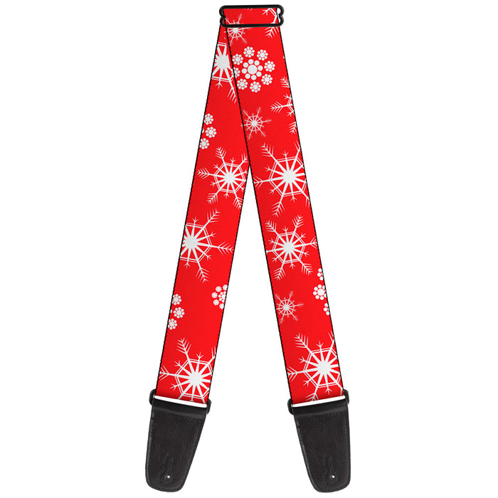 Guitar Strap - Snowflakes Red White Guitar Straps Buckle-Down   