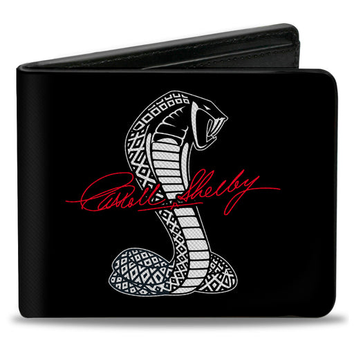 Bi-Fold Wallet - CARROLL SHELBY Script Cobra Split Black White Red Bi-Fold Wallets Carroll Shelby   