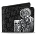 Bi-Fold Wallet - THE JOKER Wine Glass Pose HA! HA! Black Grays White Bi-Fold Wallets DC Comics   