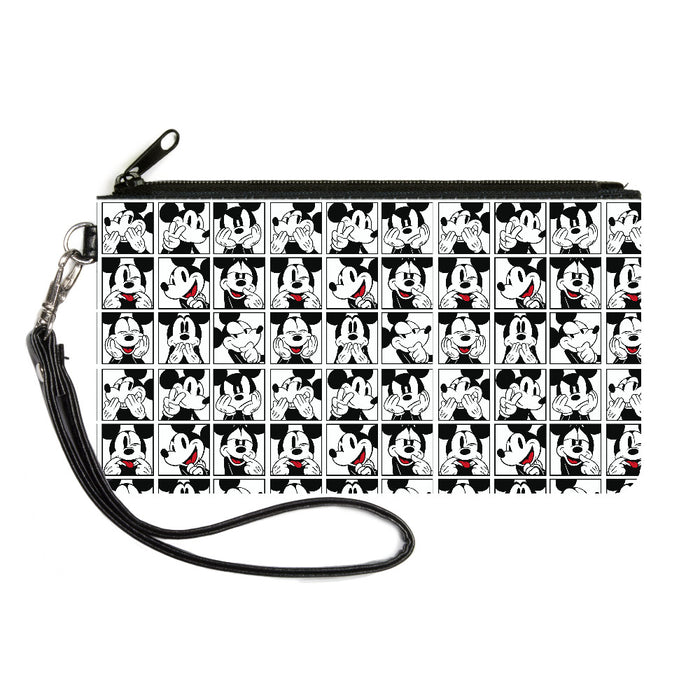 Canvas Zipper Wallet - LARGE - Mickey Mouse Expression Blocks White Black Red Canvas Zipper Wallets Disney   