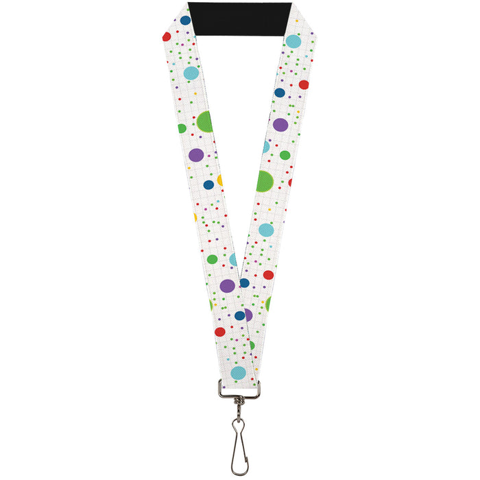 Lanyard - 1.0" - Dots Grid2 White Gray Multi Color Lanyards Buckle-Down   
