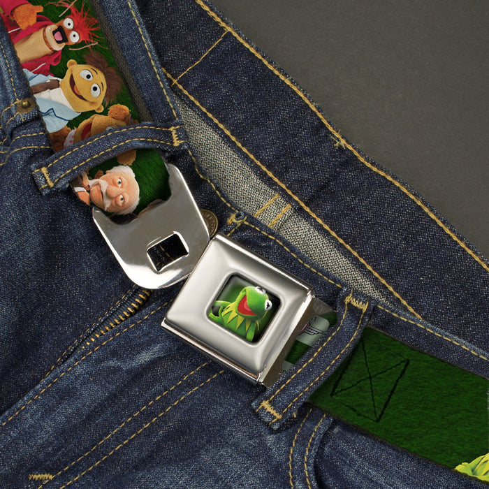 Kermit the Frog Pose Full Color Green Glow Seatbelt Belt - Muppets 20-Character Group Pose Greens Webbing Seatbelt Belts Disney   