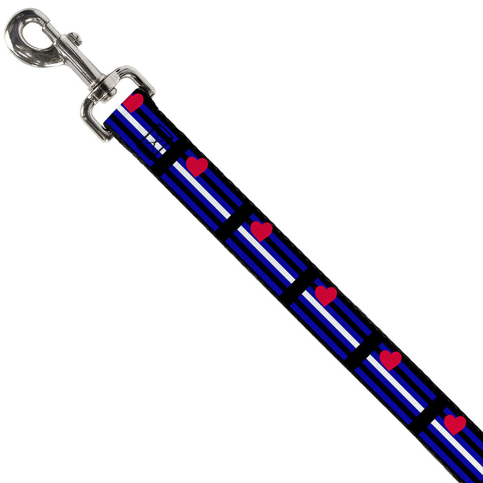 Dog Leash - Flag Leather Black/Blue/Red/White Dog Leashes Buckle-Down   