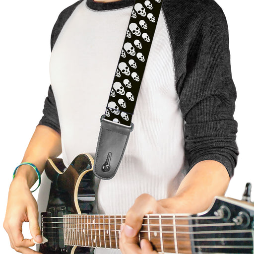 Guitar Strap - Tilted Skulls Black White Guitar Straps Buckle-Down   