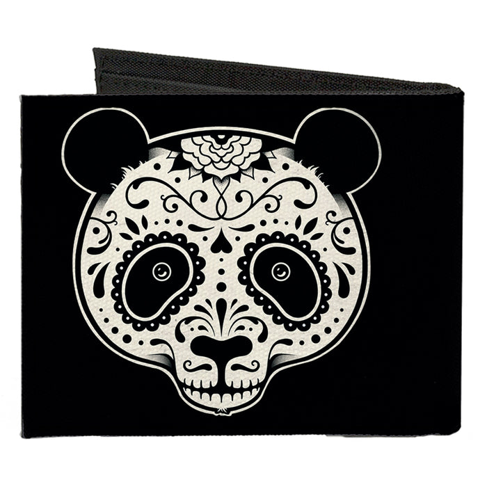 Canvas Bi-Fold Wallet - Panda Bear Sugar Skull Black White Canvas Bi-Fold Wallets Buckle-Down   