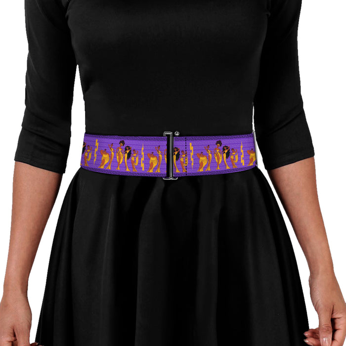 Cinch Waist Belt - Hercules The Muses Group Pose Greek Key Purples Womens Cinch Waist Belts Disney   