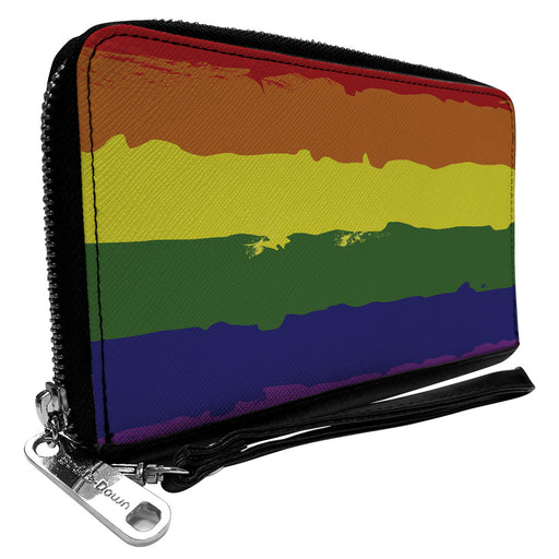 Women's PU Zip Around Wallet Rectangle - Rainbow Stripe Painted Clutch Zip Around Wallets Buckle-Down   