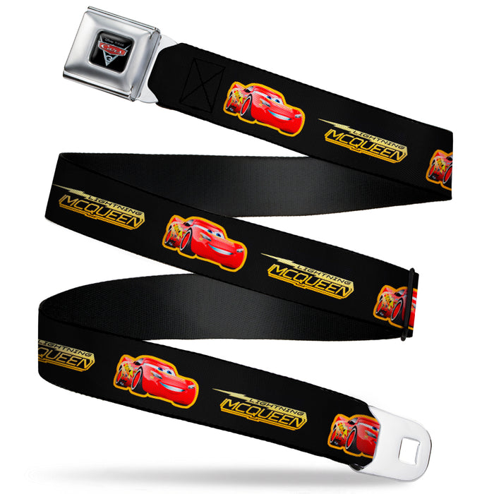 CARS 3 Emblem Full Color Black Silver Red Seatbelt Belt - Cars 3 LIGHTNING MCQUEEN Pose/Bolt Black/Yellows Webbing Seatbelt Belts Disney   