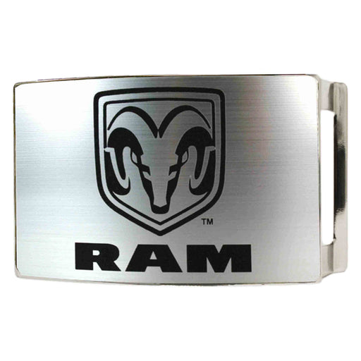 Ram Rock Star Buckle - Brushed Silver Black Belt Buckles Ram   