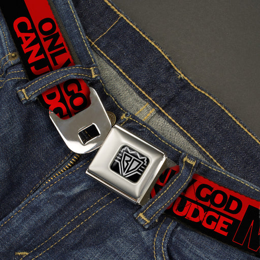 BD Wings Logo CLOSE-UP Full Color Black Silver Seatbelt Belt - ONLY GOD CAN JUDGE ME/Stripe Red/Black/Red Webbing Seatbelt Belts Buckle-Down   