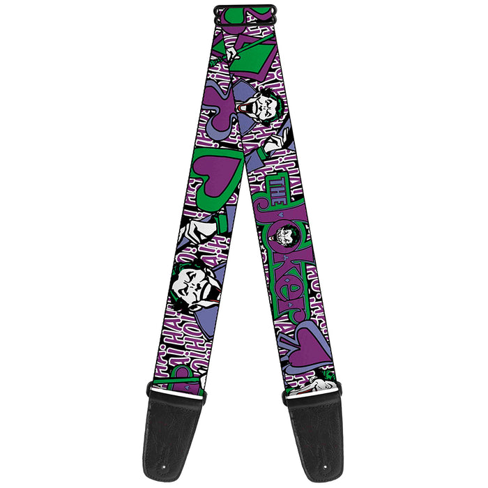 Guitar Strap - Joker Face Logo Spades Black White Purple Guitar Straps DC Comics   