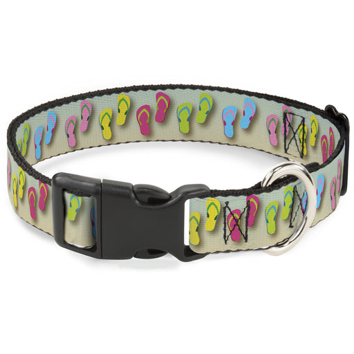 Plastic Clip Collar - Flip Flops2 Aqua/Multi Color Plastic Clip Collars Buckle-Down   