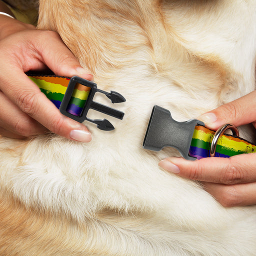 Plastic Clip Collar - Rainbow Stripe Painted Plastic Clip Collars Buckle-Down   