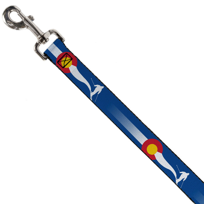 Dog Leash - Colorado Skier2 Blue/White/Red/Yellow Dog Leashes Buckle-Down   