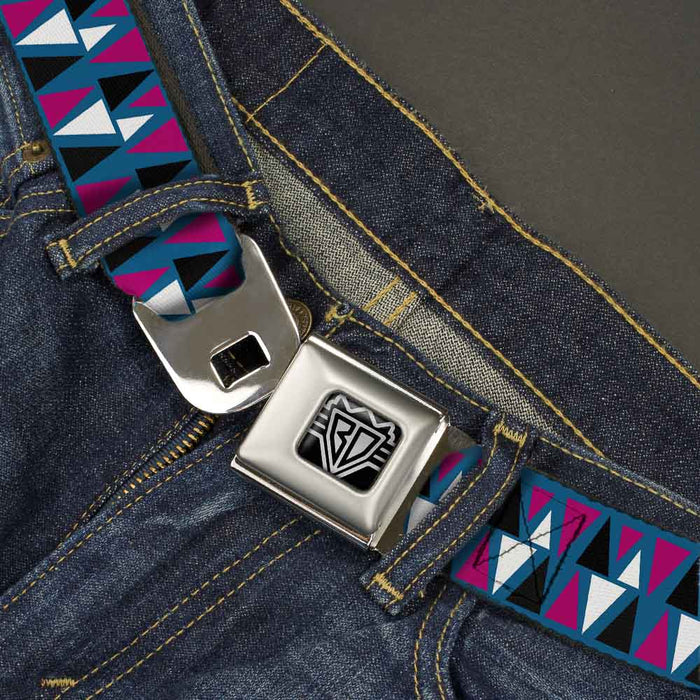 BD Wings Logo CLOSE-UP Full Color Black Silver Seatbelt Belt - Peaks Turquoise/Fuchsia/Black/White Webbing Seatbelt Belts Buckle-Down   