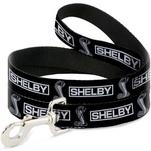 Dog Leash - SHELBY Box Logo and Super Snake Cobra Black/White Dog Leashes Carroll Shelby   