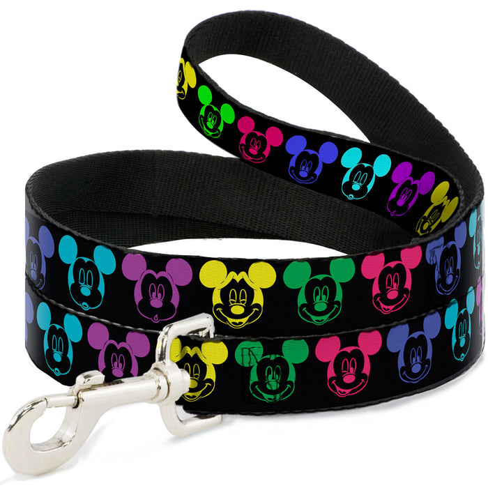 Dog Leash - Mickey Expressions Black/Multi Neon Dog Leashes Disney   