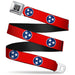 BD Wings Logo CLOSE-UP Full Color Black Silver Seatbelt Belt - Tennessee Flag Stars Red/White/Blue Webbing Seatbelt Belts Buckle-Down   