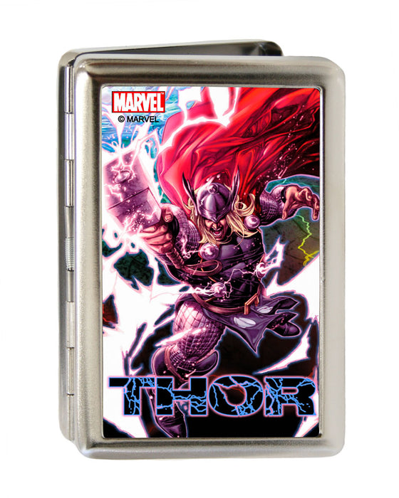 MARVEL UNIVERSE Business Card Holder - LARGE - THOR Attack Pose FCG Metal ID Cases Marvel Comics   