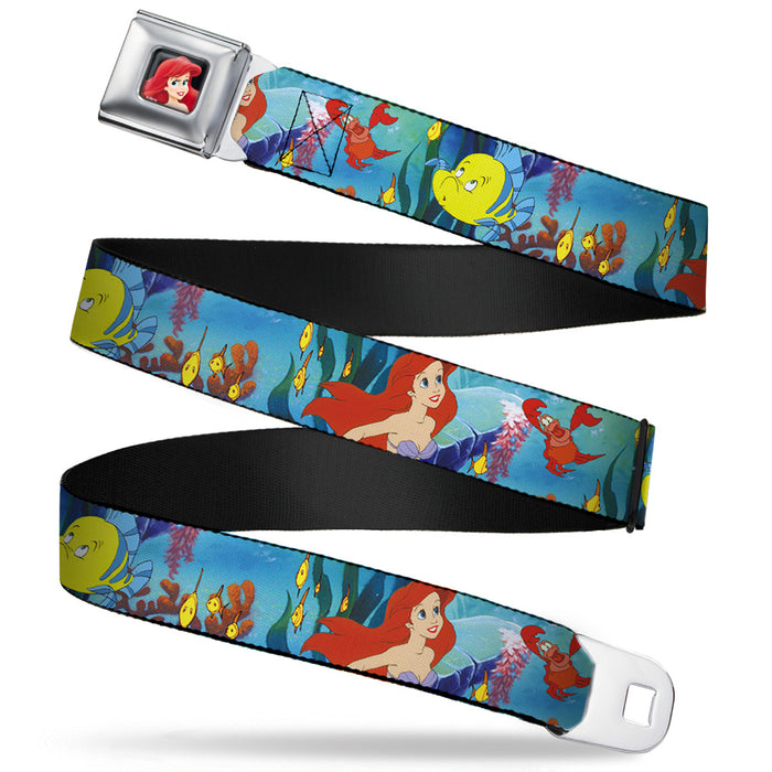 Ariel CLOSE-UP Full Color Seatbelt Belt - Ariel, Sebastian & Flounder Scene Webbing Seatbelt Belts Disney   
