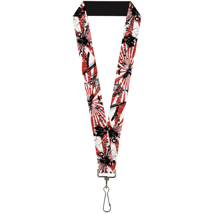 Lanyard - 1.0" - Rising Sun White Red Lanyards Buckle-Down   