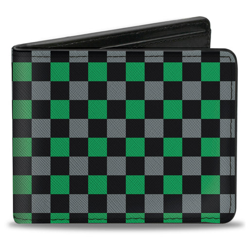 Bi-Fold Wallet - Checker Black Gray 1 Green Bi-Fold Wallets Buckle-Down   
