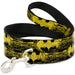 Dog Leash - Batman Shield CLOSE-UP Sketch Black/Yellow Dog Leashes DC Comics   