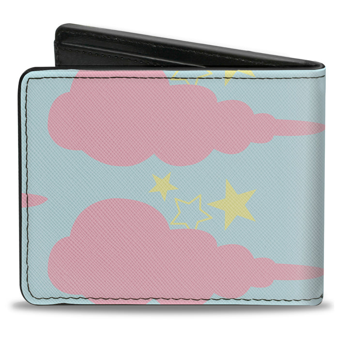 Bi-Fold Wallet - Cloudy Starry Sky Aqua Pink Yellow Bi-Fold Wallets Buckle-Down   
